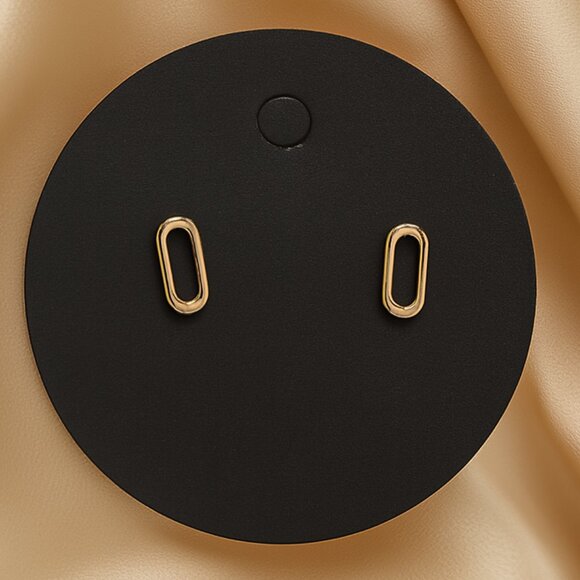 Small Gold tone Oval Hoop Stud Earrings – Minimalist Everyday Women’s Jewelry - Picture 1 of 7